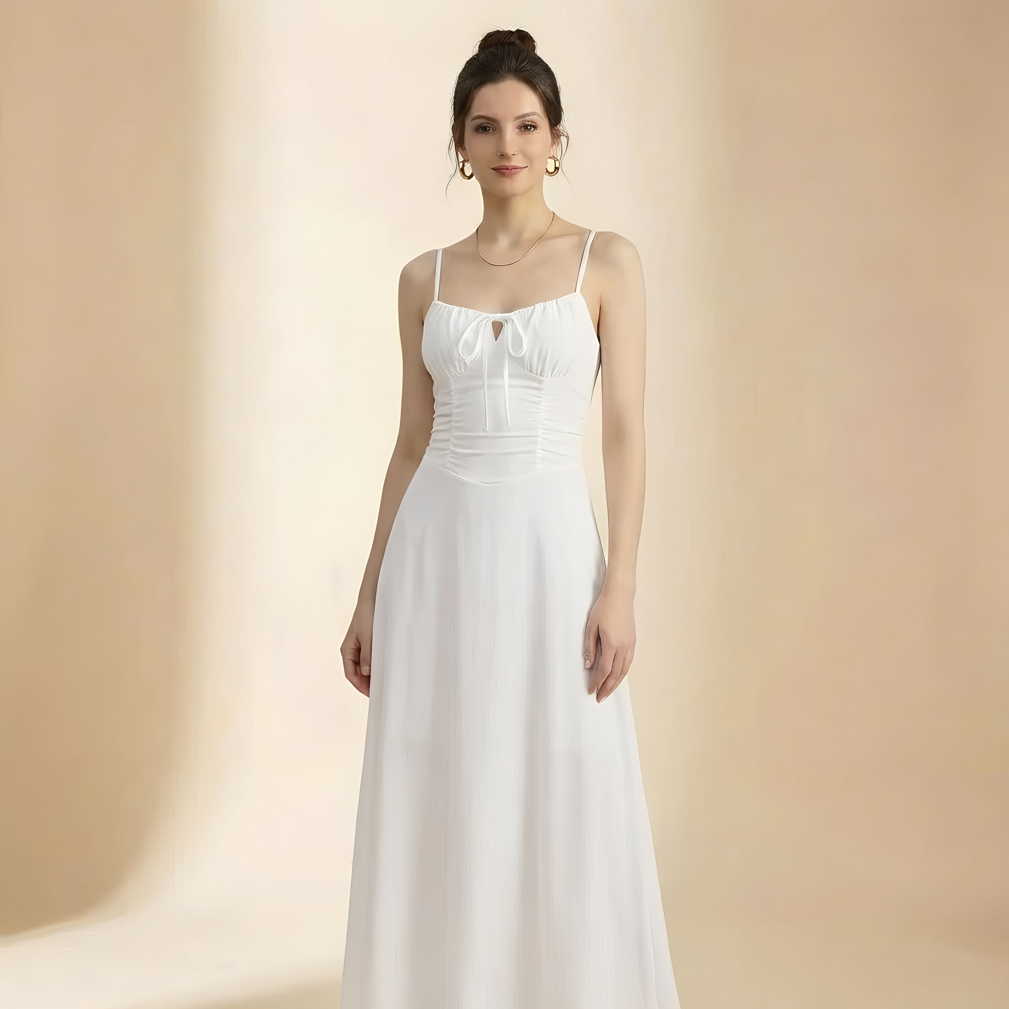 Vestido A-Line Sem Costas com Fechamento em Laço - Moda Feminina de Verão