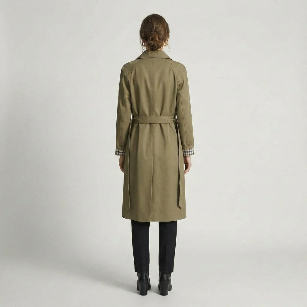 Trench Coat Longo com Abotoamento Duplo