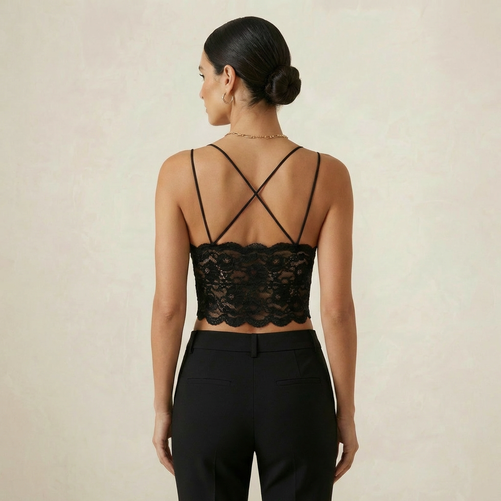 Top curto de renda – Estilo coreano de verão