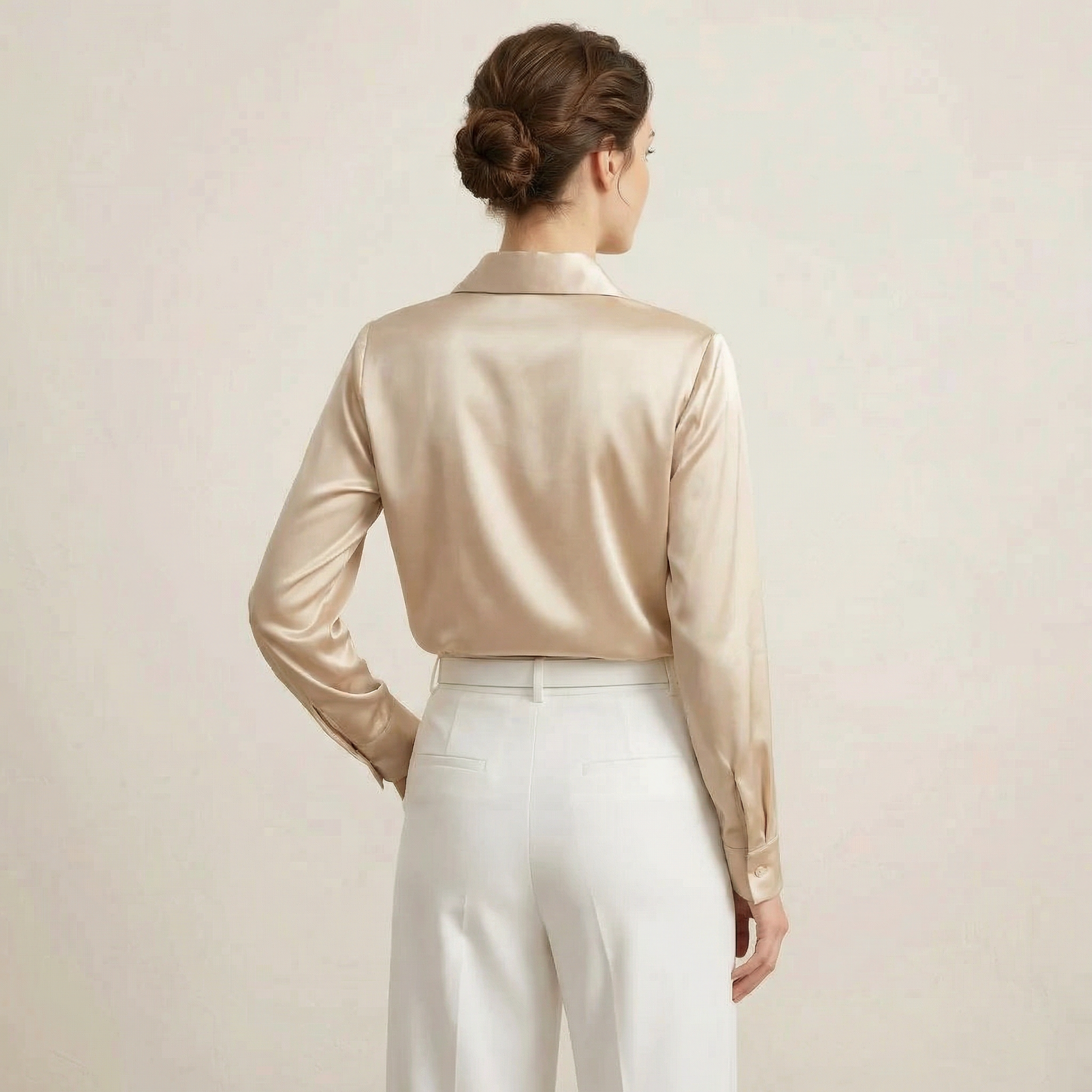 Blusa de Manga Longa de Cetim