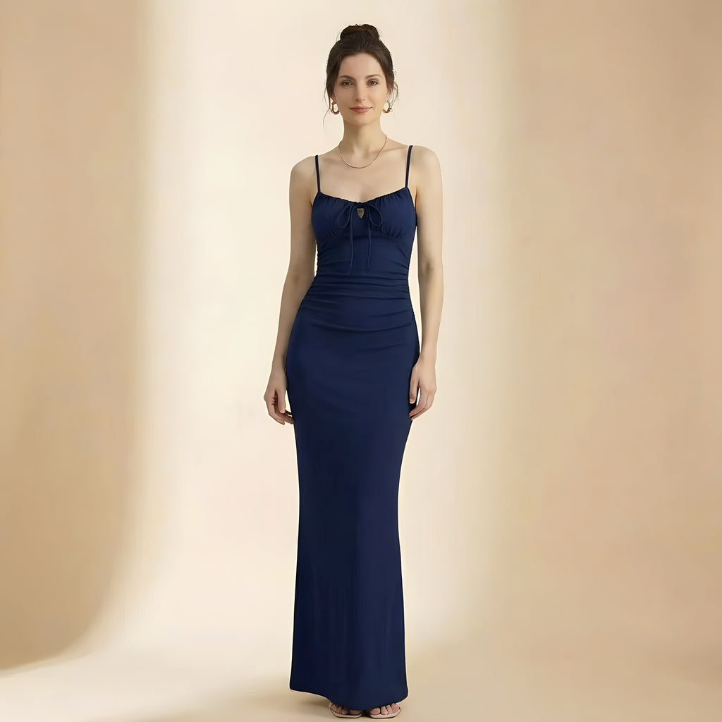 Vestido A-Line Sem Costas com Fechamento em Laço - Moda Feminina de Verão