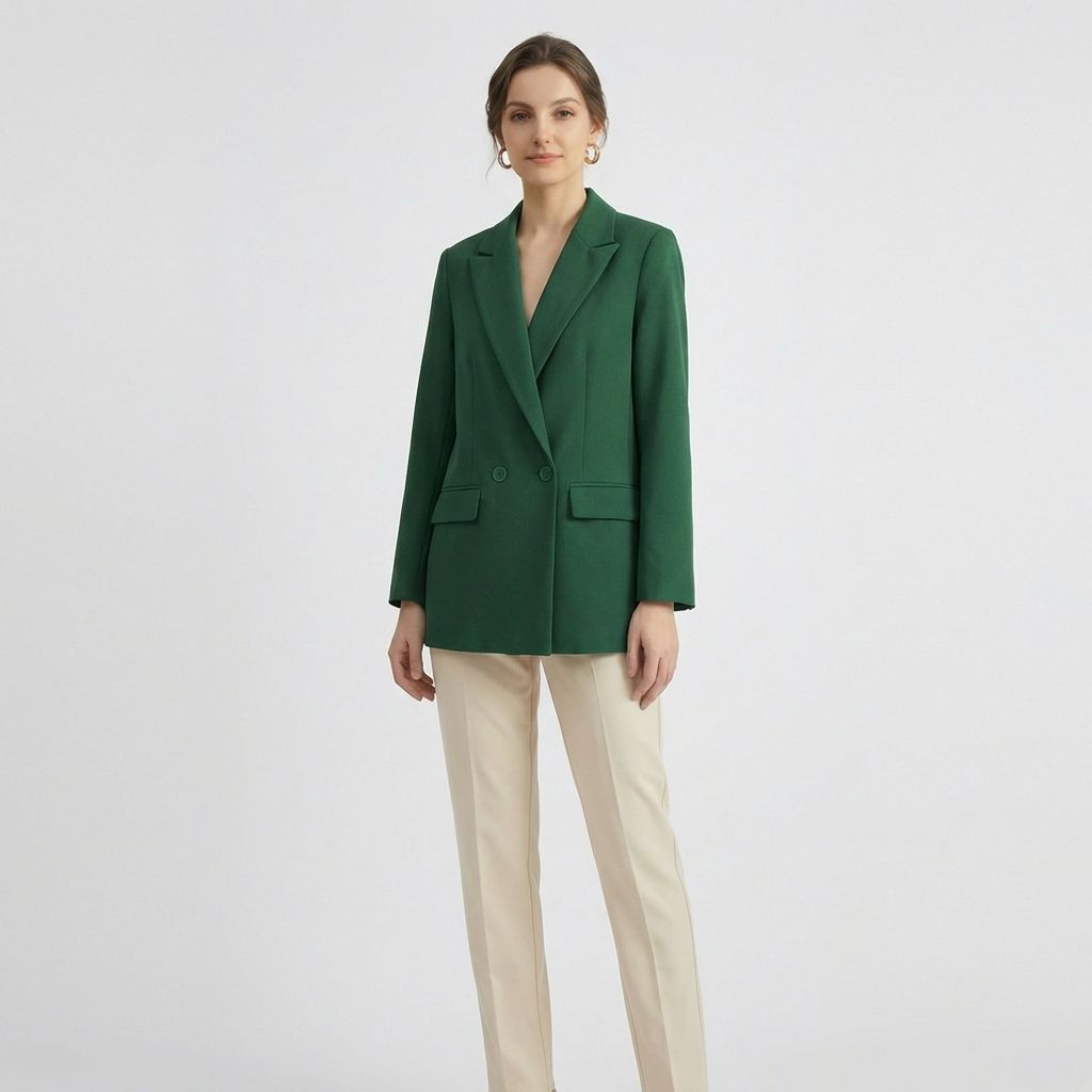 Blazer Casual Oversized de Cor Lisa com Fecho de Duplo Trespasse